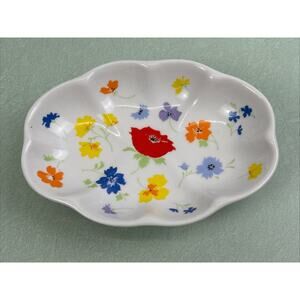Vintage Soap Dish Oval MCM Seymour Mann Poppy Fine China Ruffled Garden Flowers
